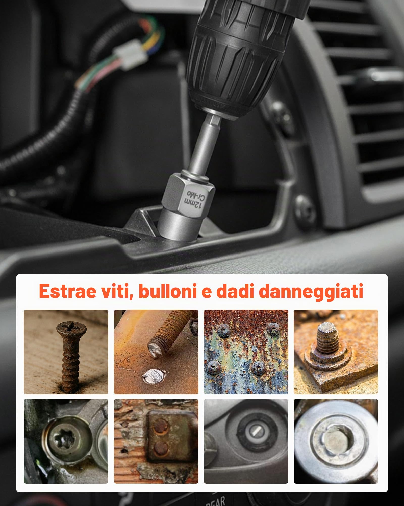 VEVOR Set di Estrattori per Bulloni Danneggiati 49 pezzi, Set di Bussole per Estrazione Dadi Rotti Utensili per Rimozione Bulloni Danneggiati per Riparazioni Domestiche Officina Garage, Acciaio Cr-Mo