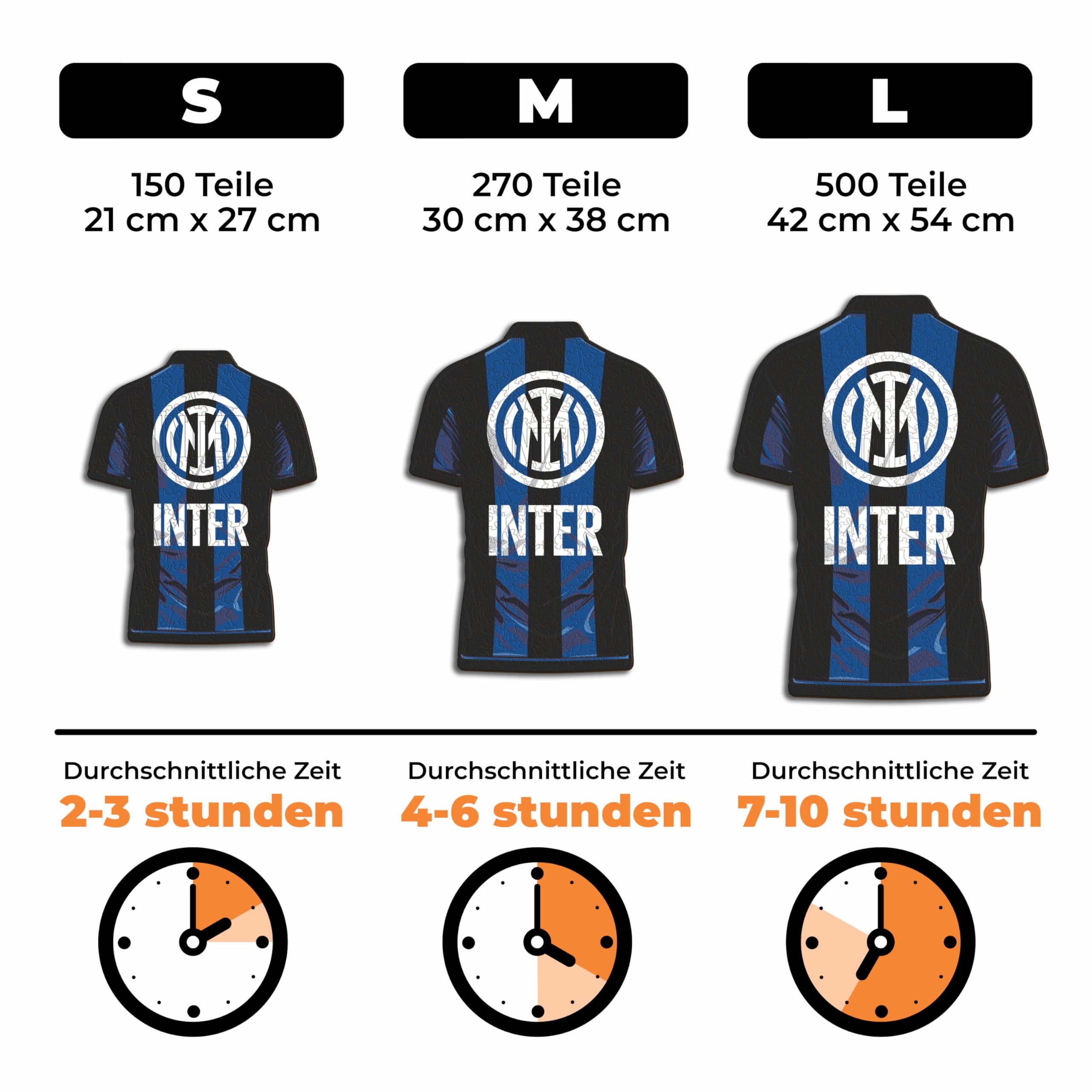 Iconic Puzzles, Inter Jersey, offizielles Produkt, Holzpuzzle für Erwachsene und Kinder, 100% nachhaltiges Holz, Größe M, 270 Stück