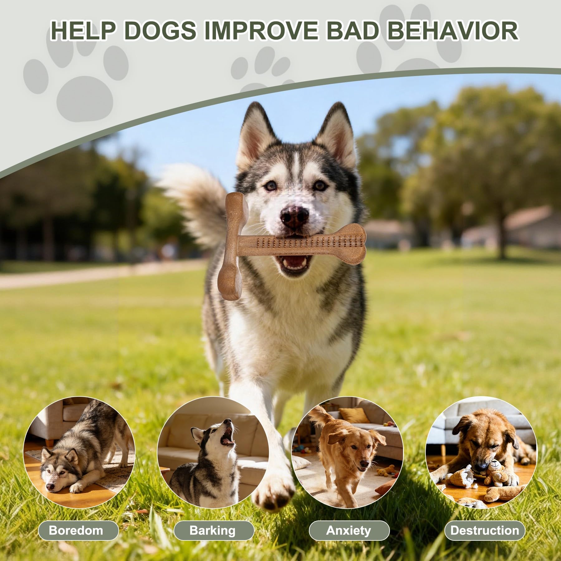 Juguetes masticables para perros para masticadores agresivos, paquete de 2 juguetes resistentes de hueso de perro para razas pequeñas, medianas y grandes para mantenerlos ocupados (mediano