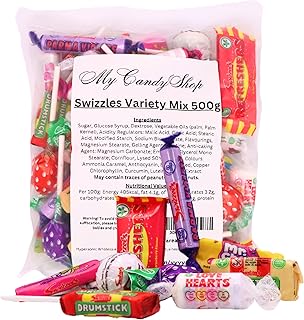 MyCandyShop Swizzles Sweets Variety Mix - Refreshers Sweets, Swizzles Love Hearts, Parma violets, fruity pops, double lollies - Vegan & Halal Friendly - UK Made