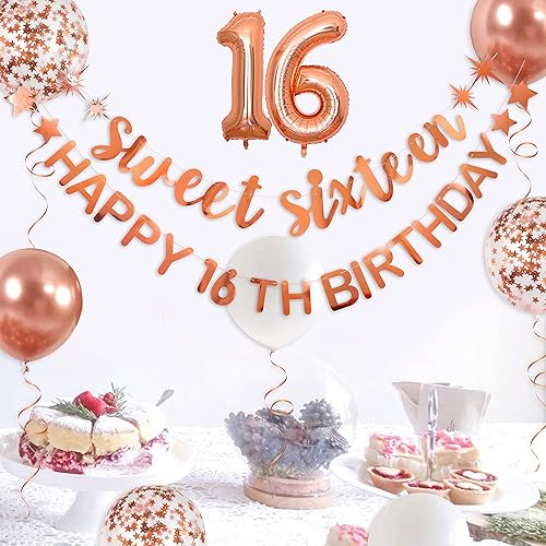 Miniatura 44 de Cartel de cumpleaños número 22 de oro rosa, guirnalda, globo de aluminio, decoraciones, colgantes, decoraciones para colgar y decorar fiestas de 22