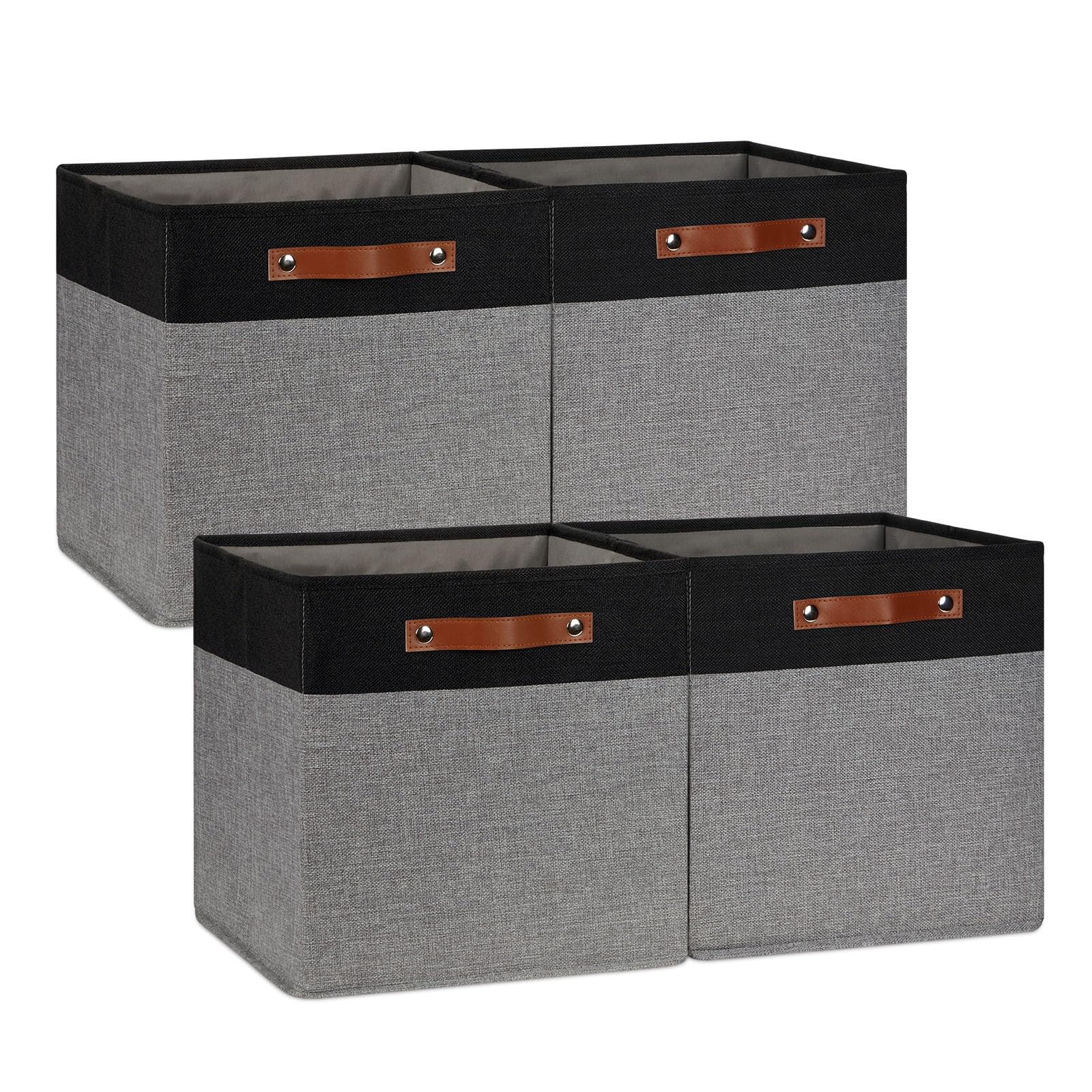 DULLEMELO 13x13 Storage Cubes, Collapsible Sturdy Cube Storage Bins With Handles for Organizing,Fabric Storage Cubes Baskets for Shelves Nursery