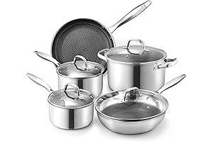 Essential 9-Piece Non-Stick Stainless Steel Cookware Set