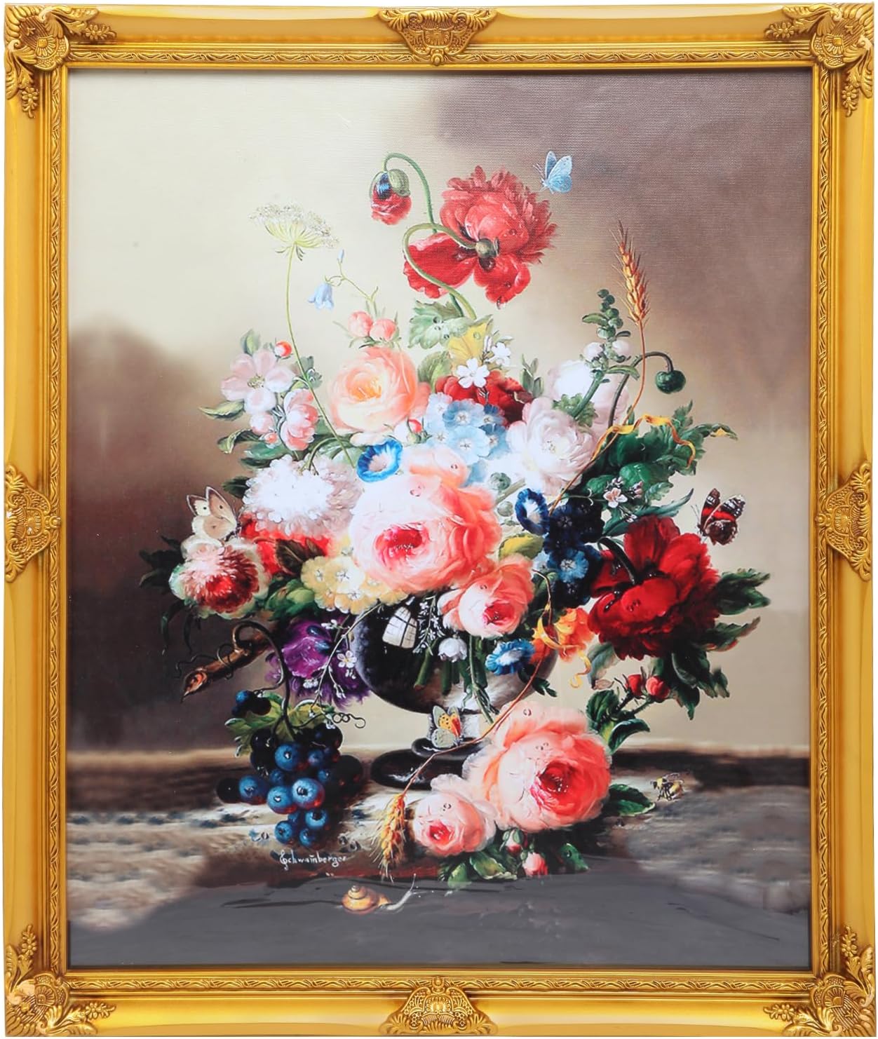 Antique Gold Vintage Picture Frames 20x24 Inch - Wood Vintage Photo Frame with Tempered Glass & Included Oil Painting Artwork, Elegant Wall Decor for Living Room, Bedroom 20x24 in Antique Gold