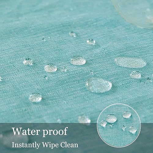 Miniatura 3 de Mantel rectangular, impermeable y resistente a las manchas, estilo de lino estilo granja, lavable de imitación decorativa de tela para cocina o uso