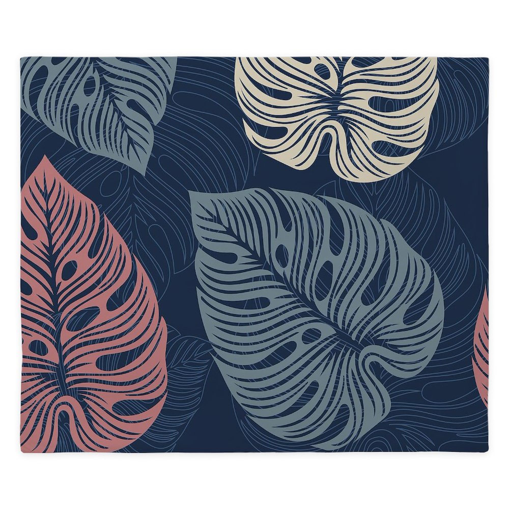 CafePress Tropical Leaves Navy King Duvet Cover, Printed Comforter Cover, Unique Bedding