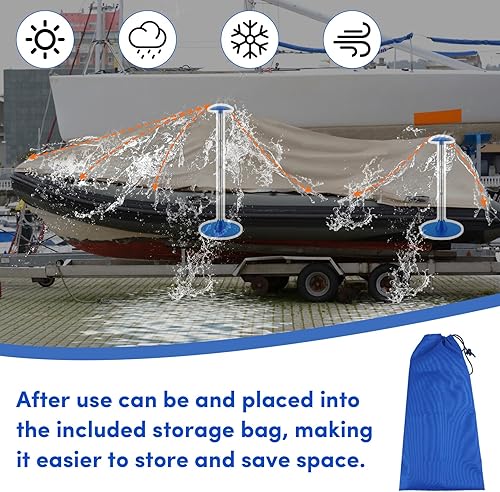 Miniatura 6 de Postes de soporte para cubierta de barco, sistema de soporte de cubierta de barco de acero inoxidable con correa de cincha, extensión de 4 etapas de