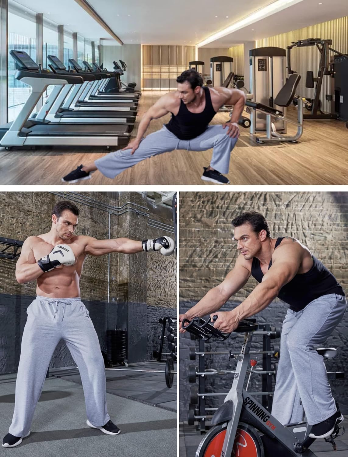 Deyeek Men's Lightweight Sweatpants Open Bottom Sweat Pants for Men Straight Leg Gym Sweatpants Lounge Pants with Pockets - Image 5