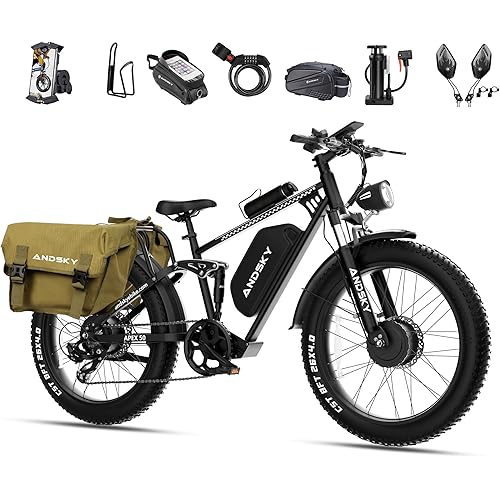 Apex 50 Electric Bike(Top Value-for-Money in Comparable E-MTBs) Dual Motor for Adults 52V 25AH/48V 25AH, 26" Fat Tires Full Suspension 35MPH/100Mile, Hydraulic Brake UL2849(CA Immediate-De'livery)