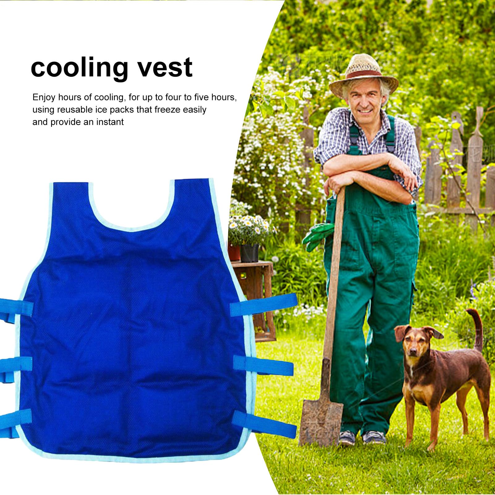 Chaleco Refrescante Verano, Chaleco de Enfriamiento por Hielo, Ropa Refrescante Transpirable con 12 Bolsas de Hielo, Resistente Calor, Enfriamiento Instantáneo, Ajustable, para Exteriores y Senderismo