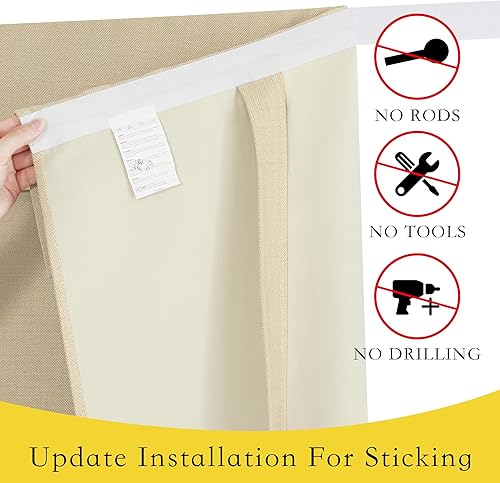 Miniatura 3 de NICETOWN Cortina opaca para puerta francesa, mezcla de lino sintético, cortina de ventana de granja para puerta de patio, privacidad con lazos para