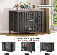 Vista 2 de EasyCom Muebles plegables para perros, jaulas de 31.5 pulgadas para perros pequeños/medianos, perrera de madera para interiores con etiqueta