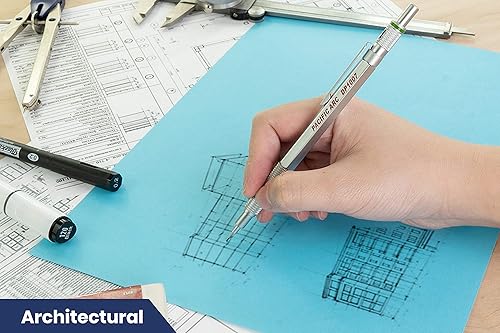 Miniatura 6 de Pacific Arc Chromagraph - Portaminas de metal, 0.028 in, barril plateado, con grado de lápiz ajustable integrado, soporte para lápiz para dibujar,