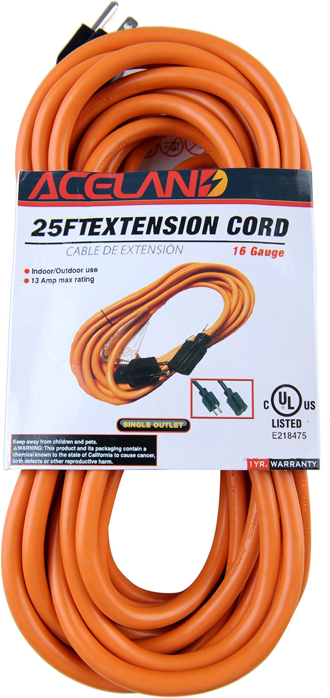 Aceland 25ft Extension Cord (25ft FBA)