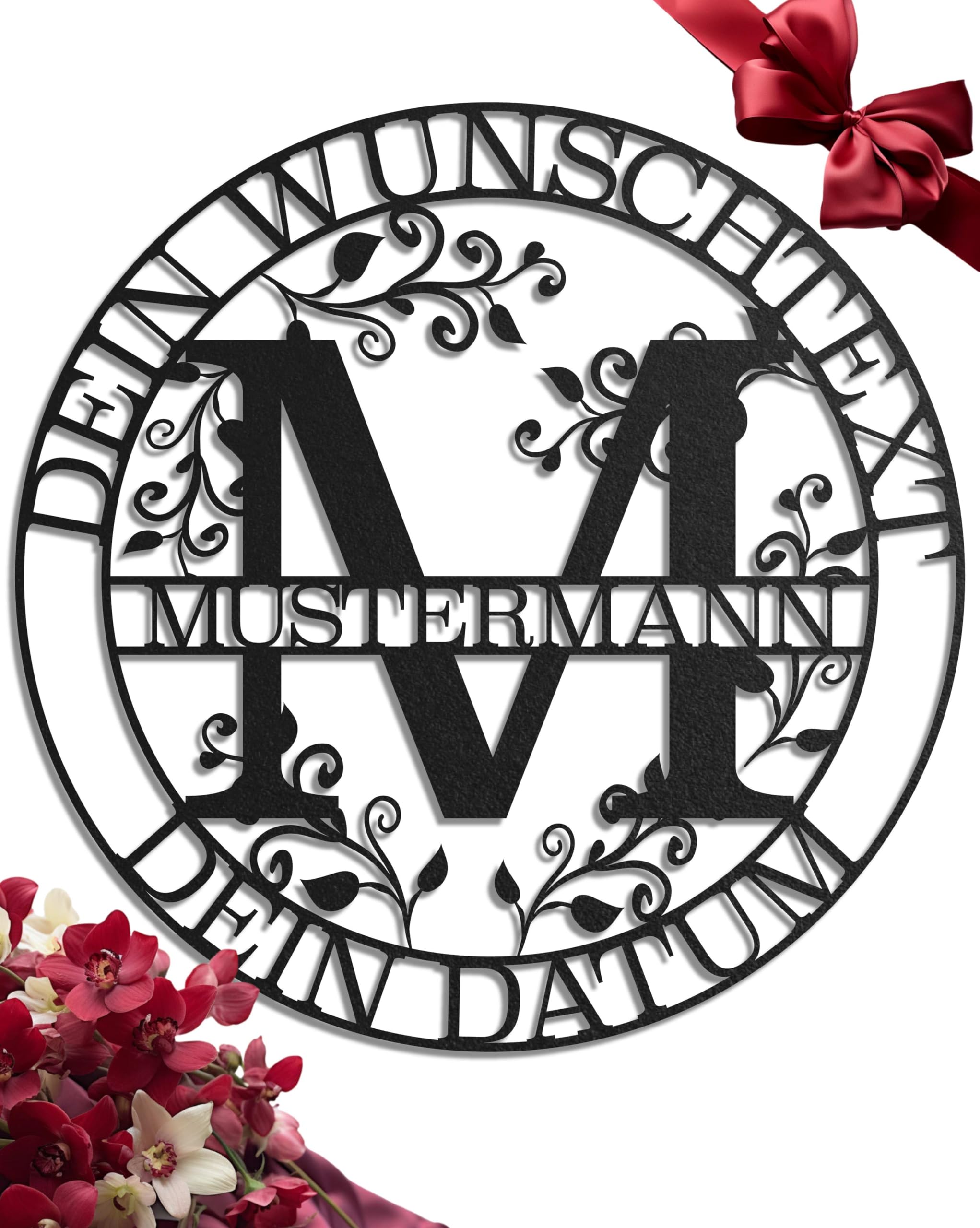 Personalisiertes Hochzeitsgeschenk - Metall Monogramm 'Ivy' - Wanddeko Familienschild, Ideal für Jahrestage von Paaren & Eltern