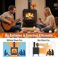 Vista 5 de XTIMES Ventilador de estufa de leña oscilante, ventilador de chimenea con termómetro magnético, ventilador termoeléctrico para estufa