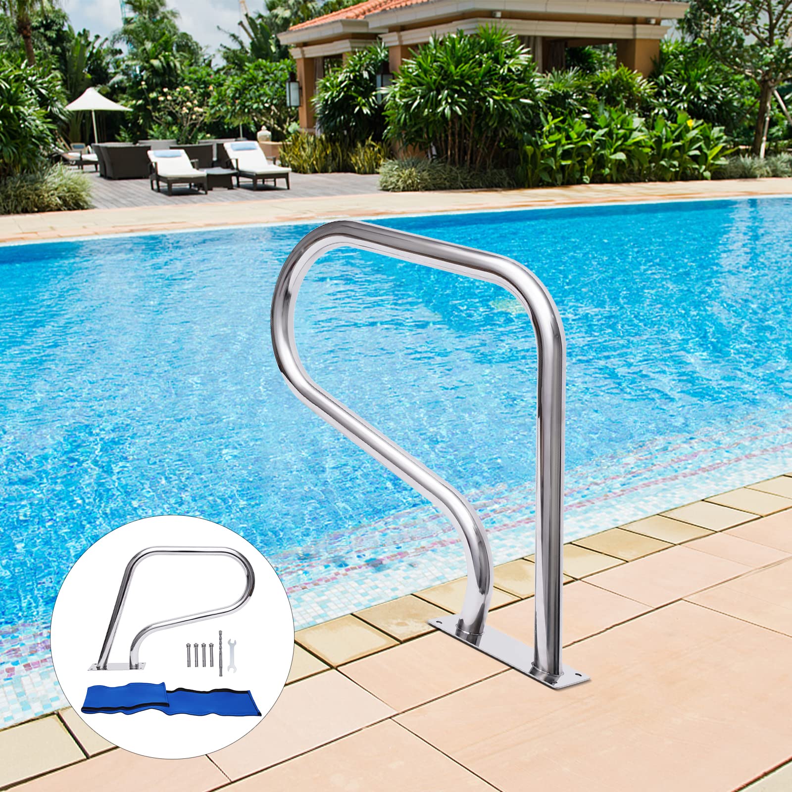 Main Courante Piscine Acier Inoxydable - Support 120kg | Pour Accès Sécurisé | Installation Facile