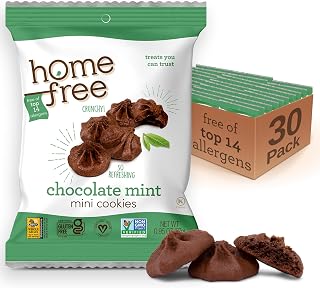 Homefree Chocolate Mint Mini Cookies, Gluten Free, Nut Free, Vegan, Individually Wrapped Packs, School Safe and Allergy Friendly Snack, 0.95 oz. (Pack of 30)