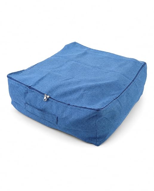 Torba do Przechowywania Tkaniny Foursquare Stylowa, Uniwersalna Osłona na pufę do Organizacji Domu 60x60x20cm (BLUE)