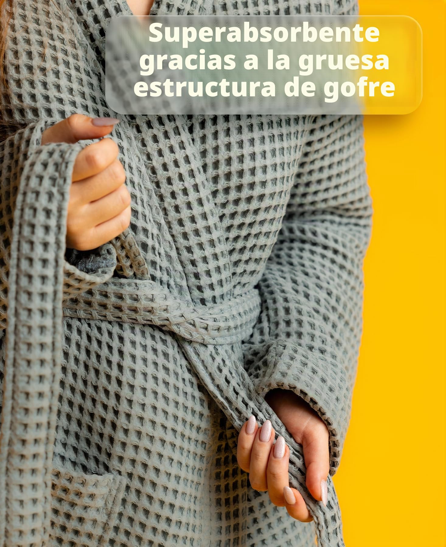 Albornoz para mujer | Heavy Waffle pique 250 GSM, algodón certificado OEKOTEX, transpirable, de secado rápido, ideal para sauna y spa, elegante corte kimono