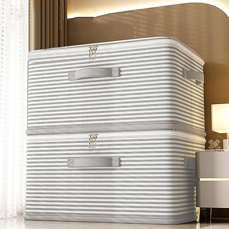 Under Bed Storage Bins Container With Reinforced Frame [2-Pack] - Large, Stackable...