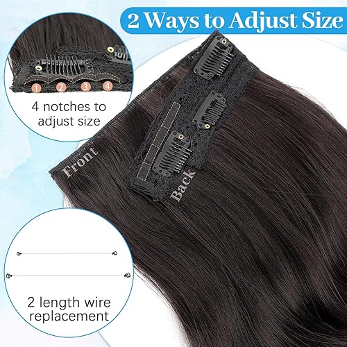 Miniatura 3 de KooKaStyle Extensiones de cabello sintético con alambre invisible, largas, onduladas en capas, con alambre transparente, tamaño ajustable, 6 clips