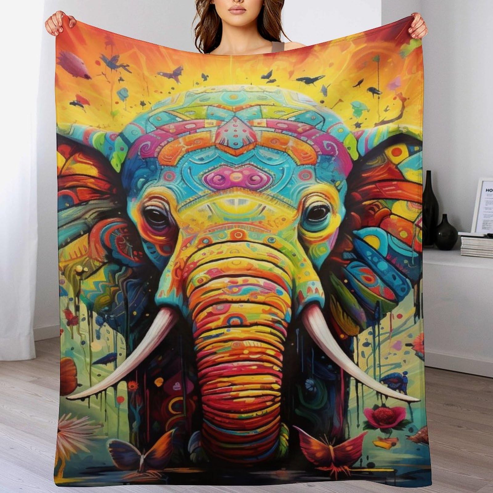 Couverture éléphant en flanelle douce 140x180cm pour lit et canapé