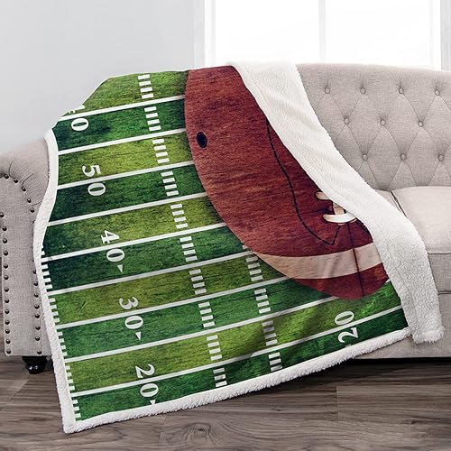 Jekeno American Football - Manta sherpa de forro polar suave pintada para todas las estaciones, acogedora y ligera, de 50 x 60 pulgadas