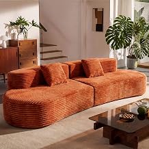 Cloud Couch 108.6" Curved Sectional Sofa, Modular Velvet Floor Sofa with 2 Pillows, Boneless Compression Convertible Sofa, 600LB Capacity for Living Room Apartment Office Brick Red