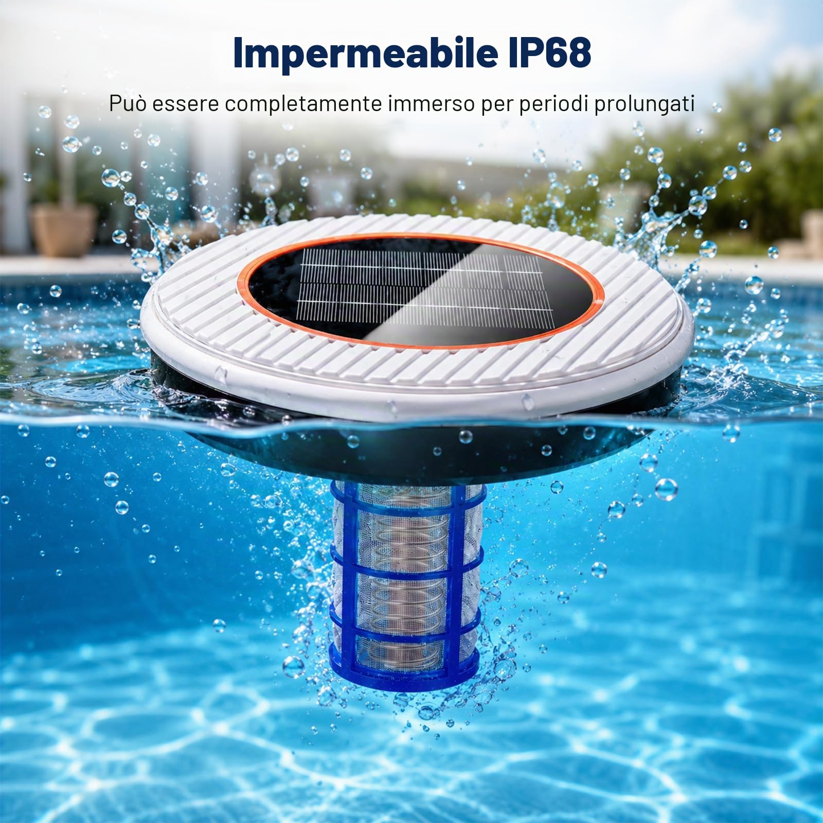 Ionizzatore Solare per Piscina, Ionizzatore in Rame per Piscine Fuori Terra e Interrate, Fino a 35,000 Gal, IP68 Impermeabile, Ionizzatore Galleggiante per Piscine