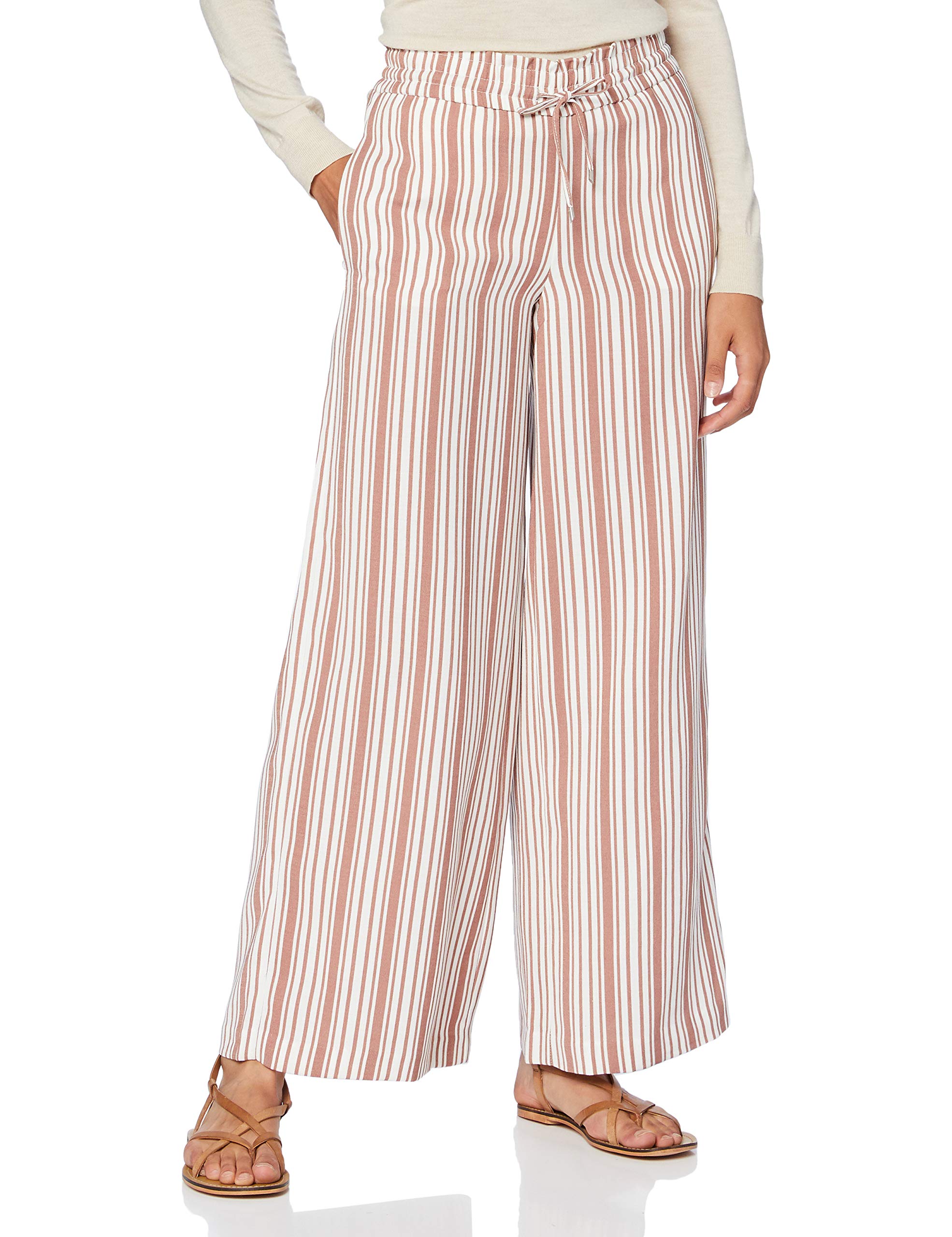 ONLY Women's Onlpiper-ann Mw Wide Pant Cc TLR Pants Not Applicable, Burlwood, 34/32