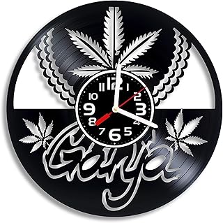 Ganja marijuana vinyl wall clock, Ganja marijuana gift for any occasion, Christmas, Valentine's Day, Birthday, Holiday, Housewarming Present