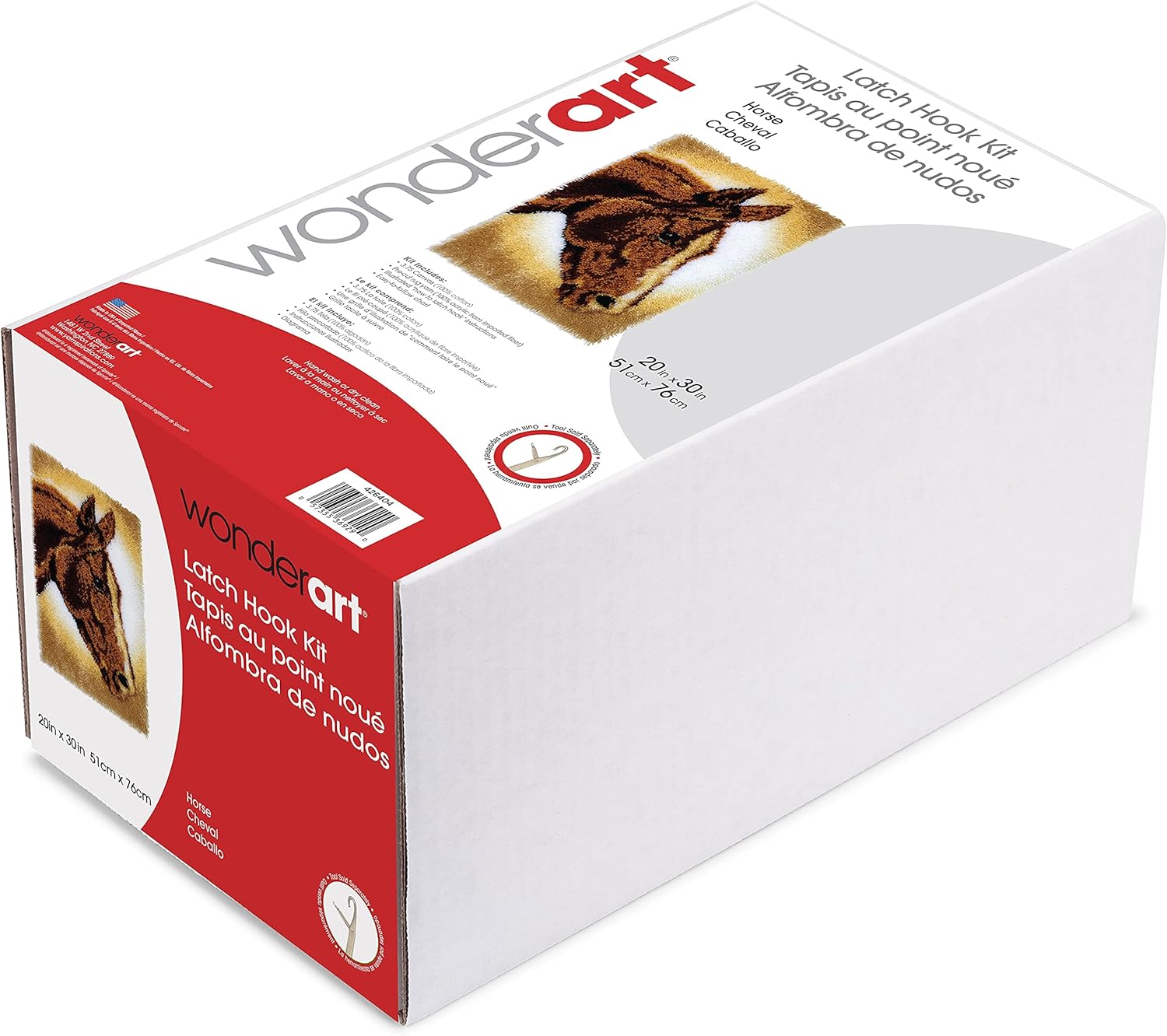 Wonderart Horse Yarn Latch-Hook Kit 20" X 30"100% Acrylic Machine Wash & Dry
