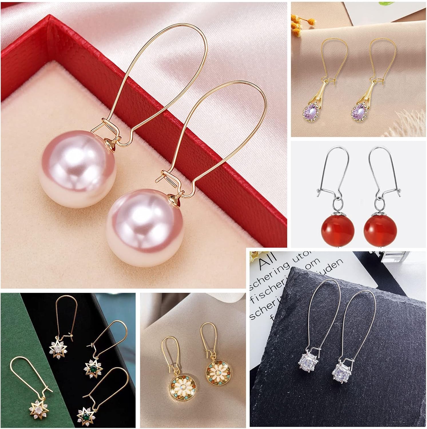 300pcs 5 Colors Hypoallergenic Ear Wire Hooks - Dangle Earring Kidney Wires Teardrop Connector Findings for DIY Craft Jewelry Making - Image 6