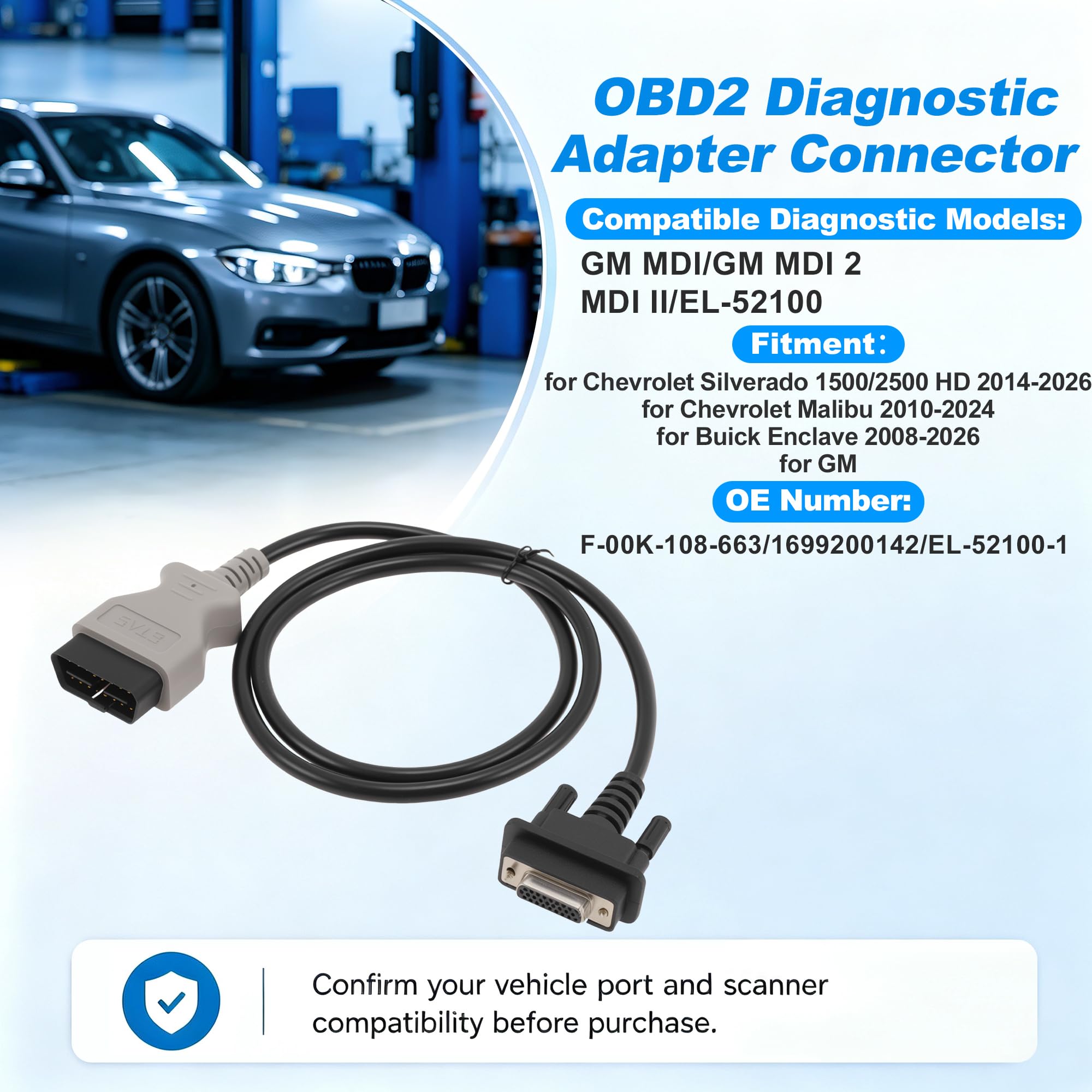 A ABSOPRO OBD2 Diagnose-Adapter-Stecker für Chevrolet Silverado 1500 14-26
