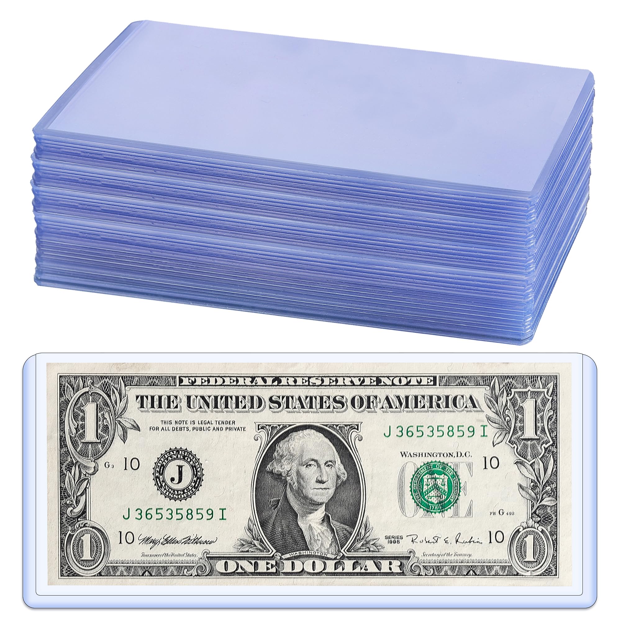 Uncle Paul 35PCS Banknote Topload Holders - Bill Currency PVC Clear Holders Top-Load Sleeves Display Holder for Paper Money Collection PN03L35