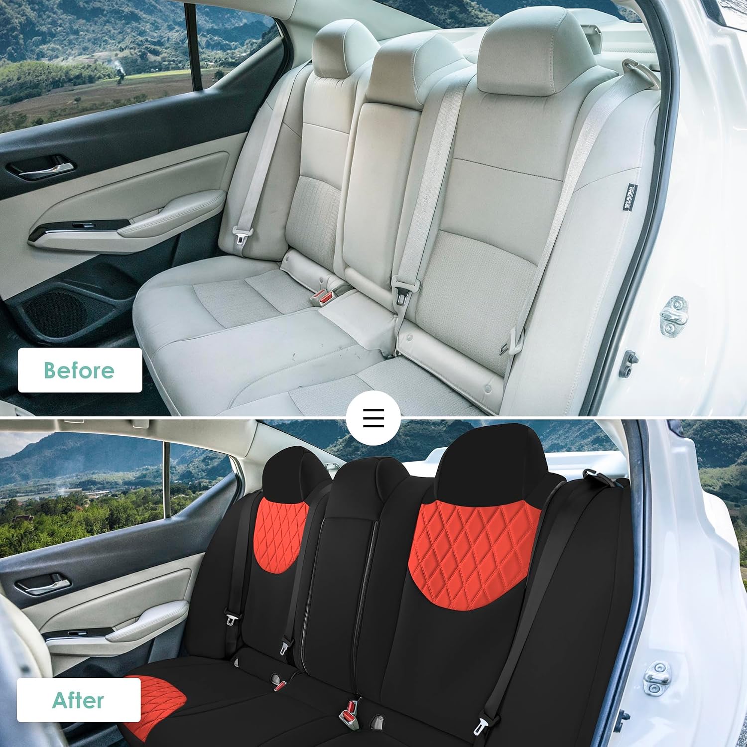 Custom Fit Car Seat Covers Specifically Made for 2019-2025 Nissan Altima, Rear Set Red Ultraflex Neoprene, 5 Seater Sedan Seat Covers, Nissan Accessories thumbnail
