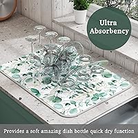 Vista 2 de Tapete grande de secado de platos para encimera de cocina, de 16 x 18 pulgadas, tapete escurridor de platos de microfibra, absorbente, accesorios
