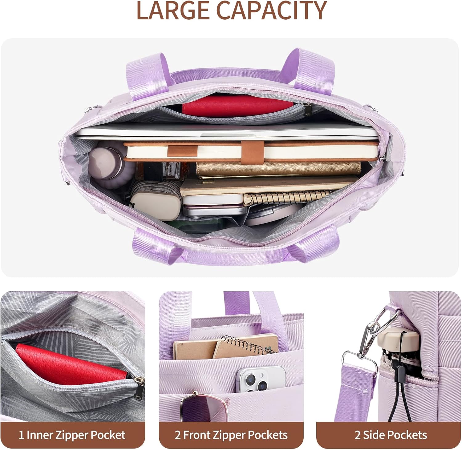 Tote Bag for Women Multi Pockets Crossbody Bag Casual Top Handle Ladies Handbag with Zipper Shoping Travel Work