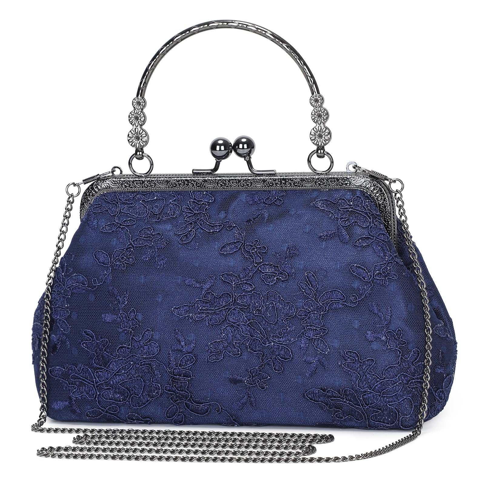 Vintage Embroidery Lace Floral Clutch Purse for Women Formal Evening Bag Kiss Lock Handbag Wedding Cocktail Party Purse | Vintage, Embroidery, Lace,