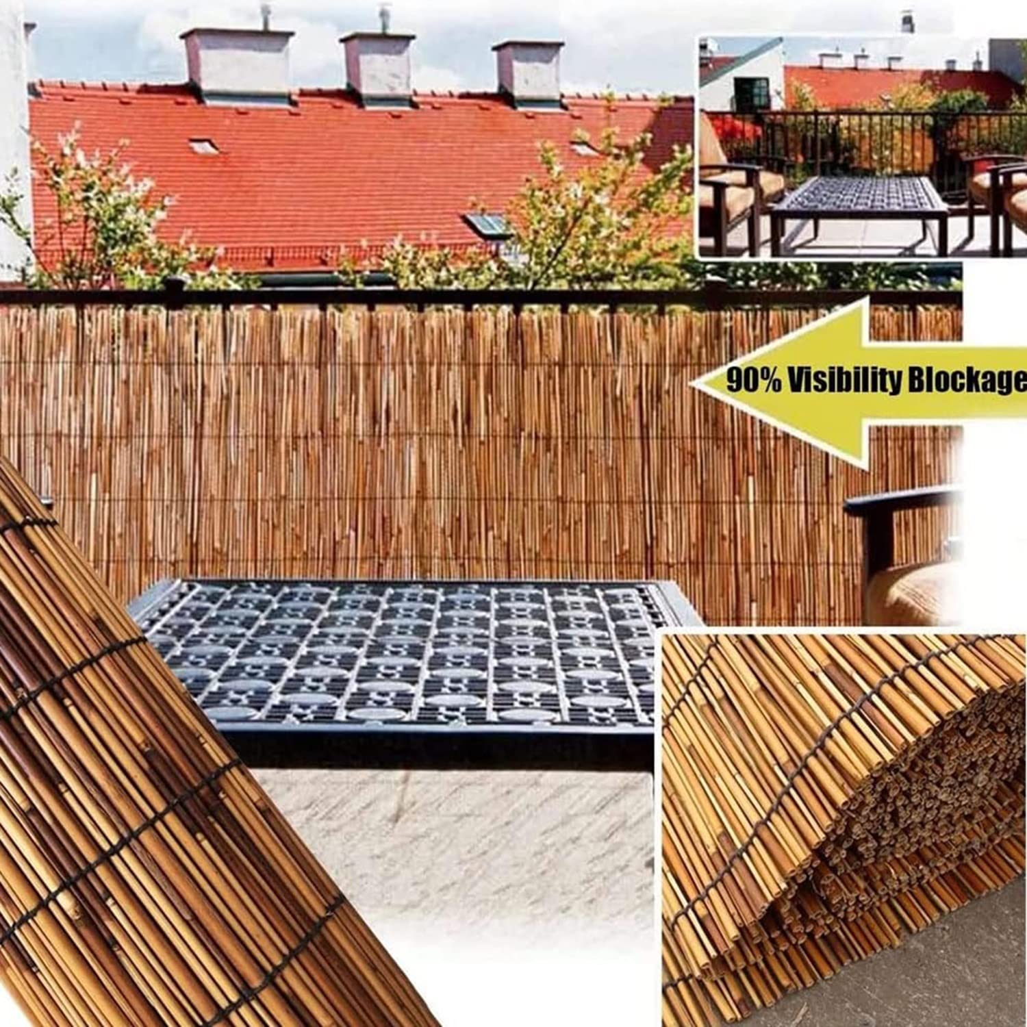 Rotoli Di Recinzione In Canne Di Bambù Scuro 2,5 X 200 Larghezza X 180 Altezza Cm 93238821