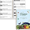 Diabetes Log Book, 80 Sheets Food & Blood Sugar Track Journal Spiral Bound Notebook for Types 1 & 2 Diabetics, Attached Diabetes Food List for Meal Plan & BG Control
