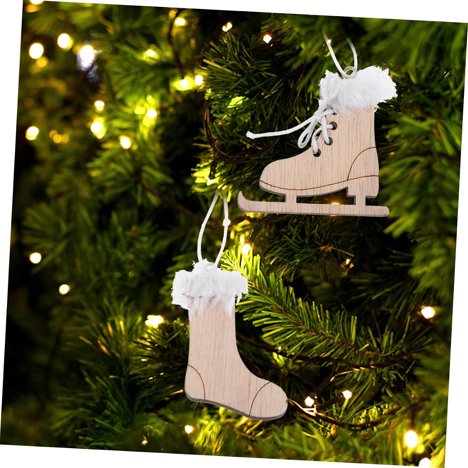 8pcs Wooden Sleigh Pendant Charms for Christmas Tree Holiday Decor Xmas