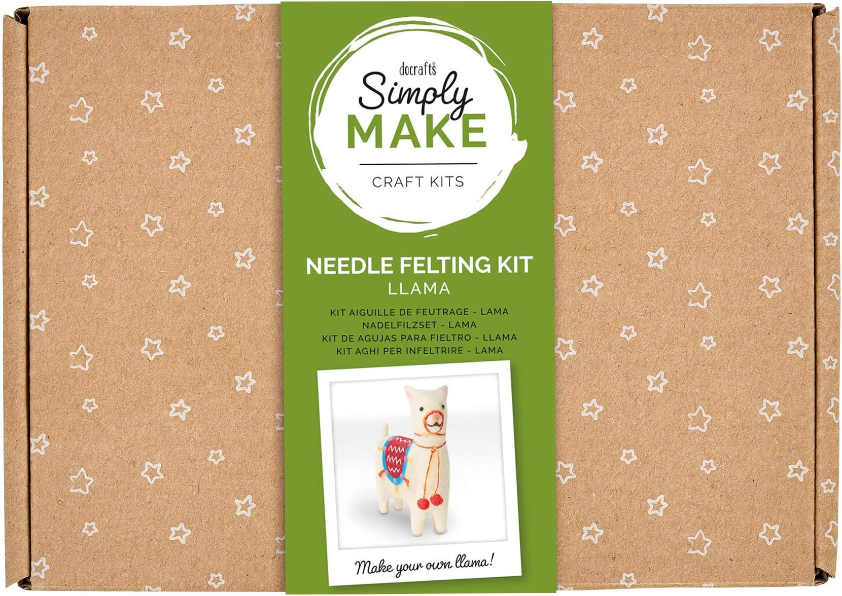 Simply Make Needle Felting Kit - Llama Design for Kids and Adults, Including Wool, Needles, and all Tools, Perfect for Adult Crafts and Beginners - Needle Felting Art & Craft Kit