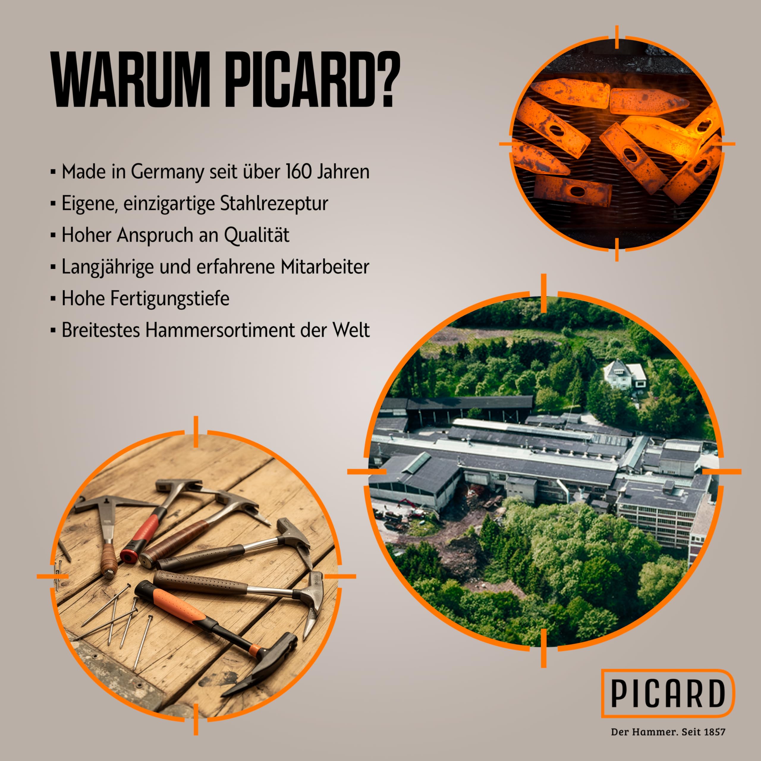 Picard Martello Carpentiere Liscia AluTec®, No. 1095 | Martello da Carpentiere Professionale con Estrazione Chiodi | Leggero E Potente | Ergonomico E Antivibrazione | Hammer Ibrido Alluminio