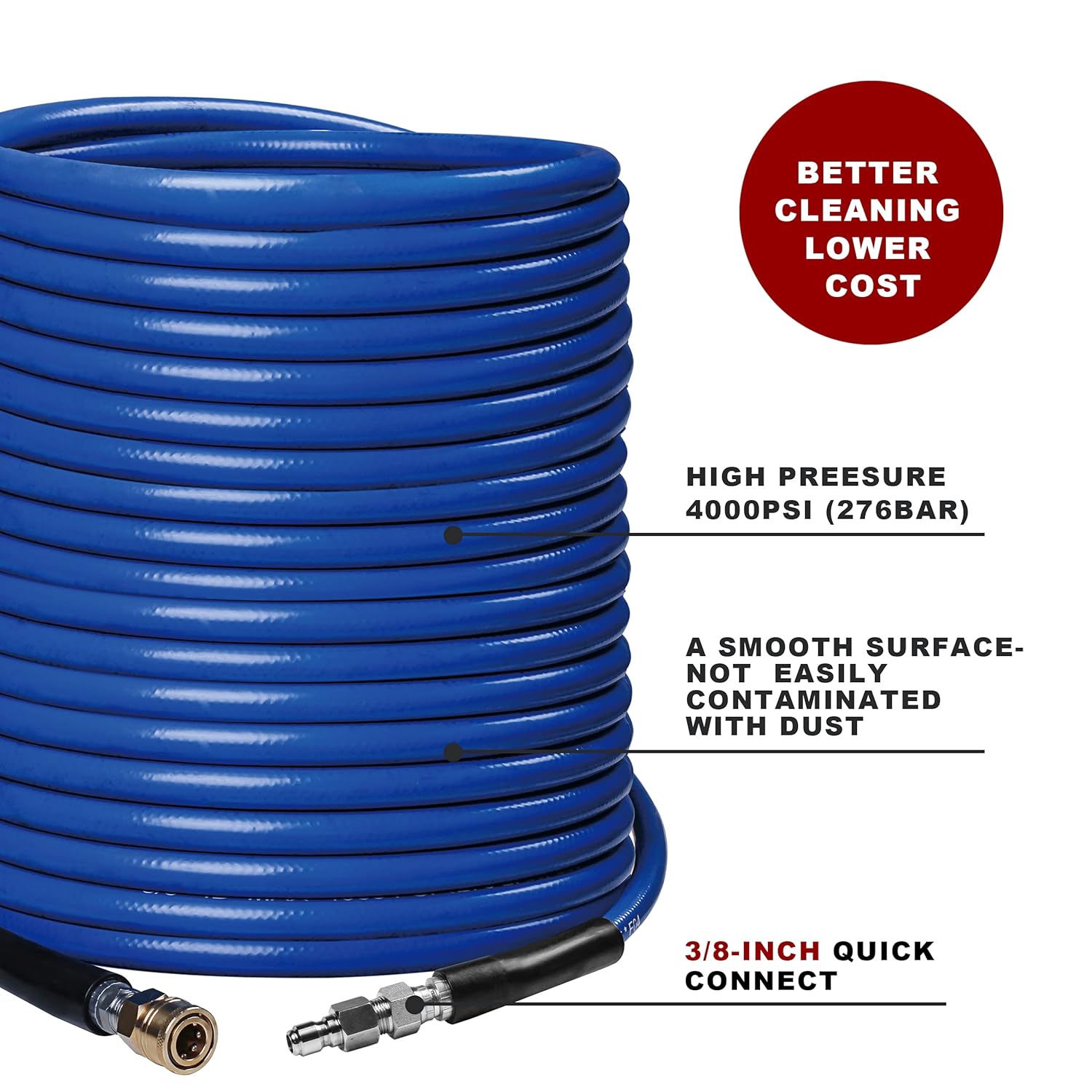 WOJET 4500PSI 22'' Pressure Washer Surface Cleaner & 4500 PSI 50’ High Pressure Washer Hose