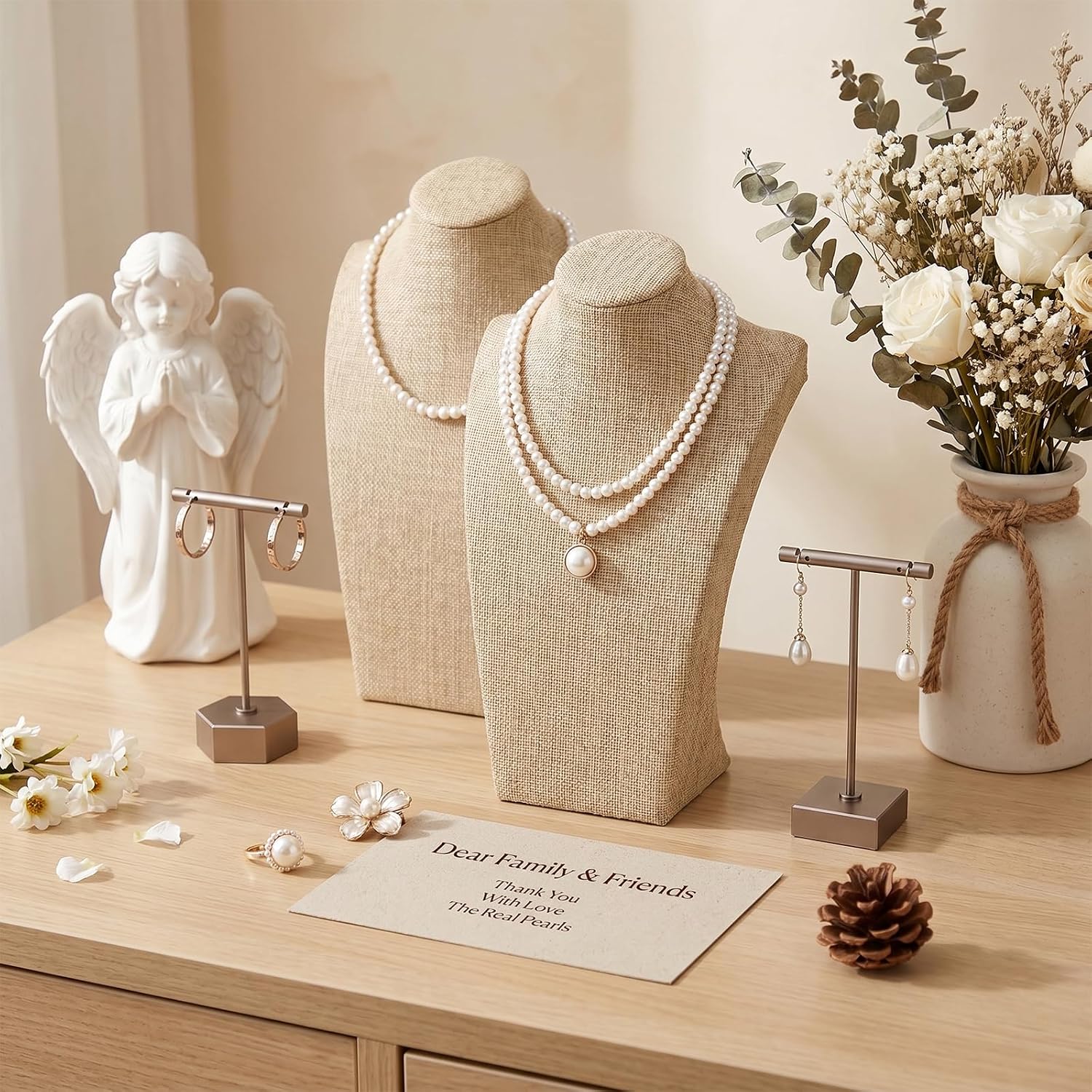 3Pcs Jewelry Displays Set Necklace Display Bust Necklace Retail Mannequin Display Stand for Home Store Trade Show Jewelry Selling Vendors Shows (13.78 x 9.06 Inch)