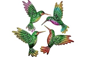 Metal Hummingbird Wall Decor | Set of Four Hummingbirds Wall Art