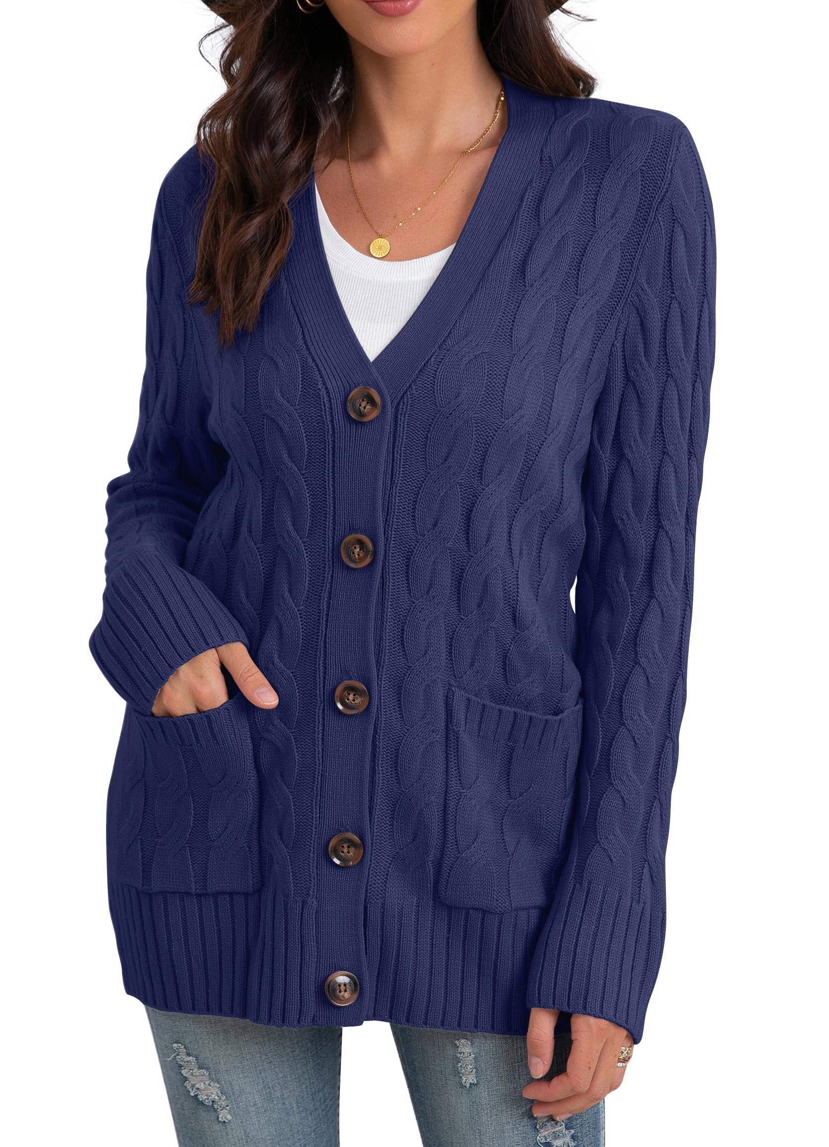 GRECERELLE Gilet Femme Chic et Élégant, Cardigan Doux à Boutons Chemisier et Cardigan Torsadé pour Femme