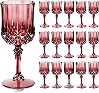 Vista 10 de Ciaell 24 copas de vino de plástico ámbar – 7 oz ámbar vintage vasos – Juego de copas de agua desechables para fiestas, bodas, bares, vino, cerveza
